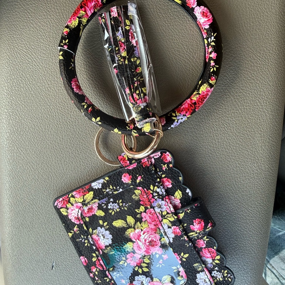 Floral Wristlet Keychain and Cardholder Set